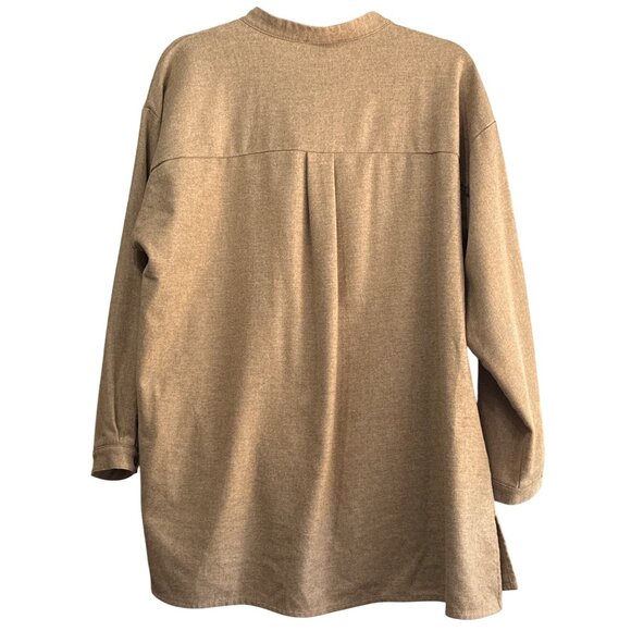 Eileen Fisher Size XL Womens Tan 100% Wool Button-Up Jacket Shacket With Pockets - Picture 2 of 6